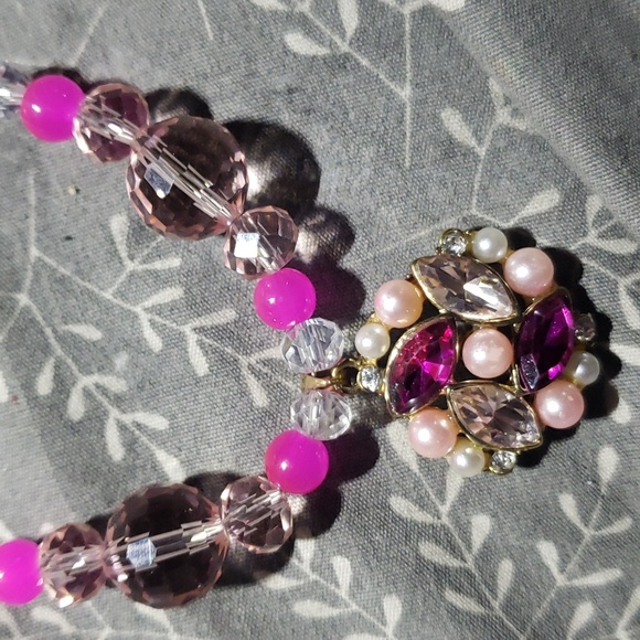 Vintage crystal pearl pendent necklace - Picture 2 of 6